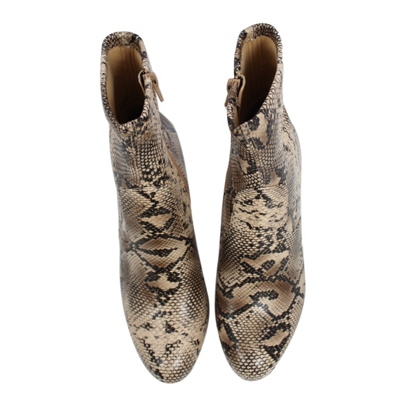 Python Faux Leather Almond Toe Sock Ankle Bootie - Picture 4 of 8